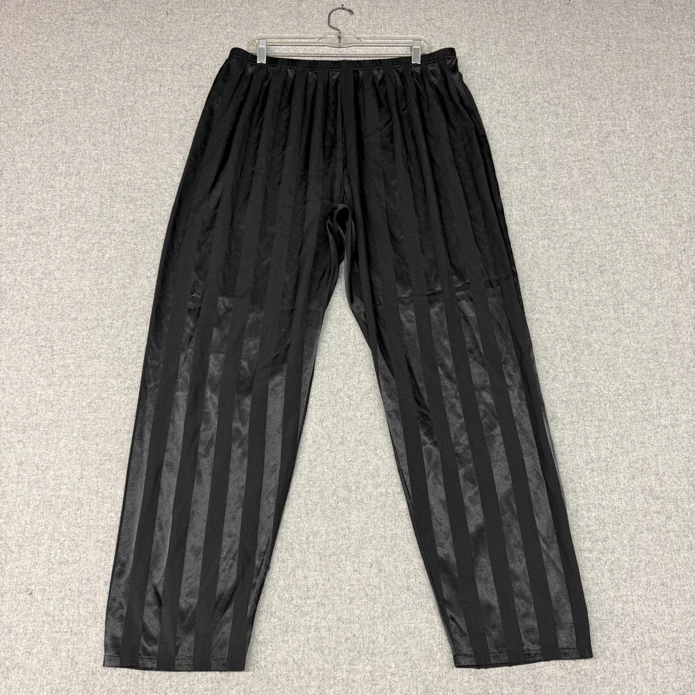 Unbranded | Striped Pajama Pants | XXL | Black | Elastic Waist Lounge Bottoms